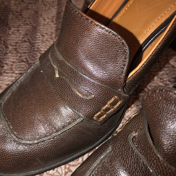 Brown leather heeled loafers. - Picture 8 of 8